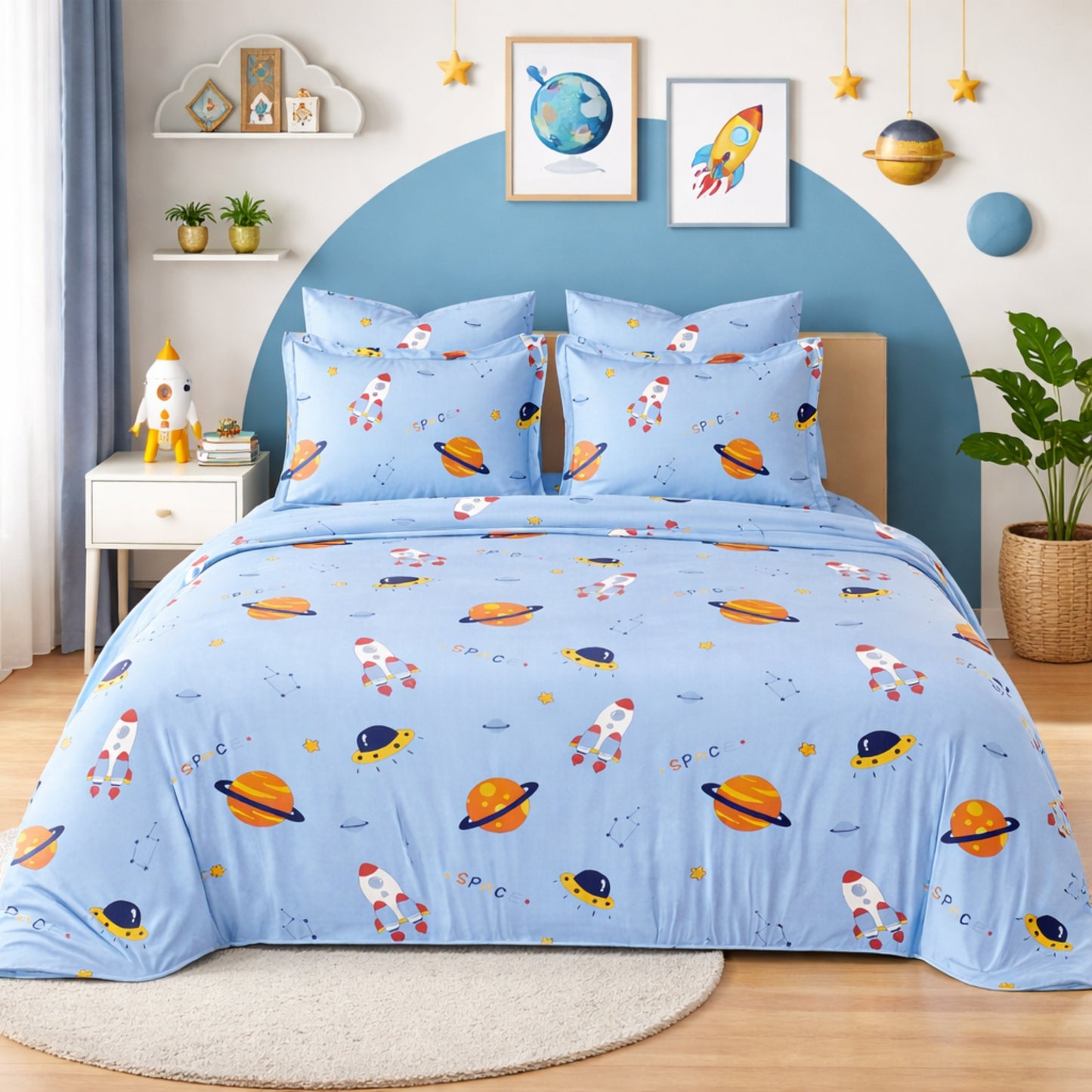 Blue galaxy Theme bedsheet