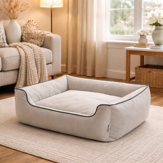 Polyester Rectangular Medium Dog Bed-Grey