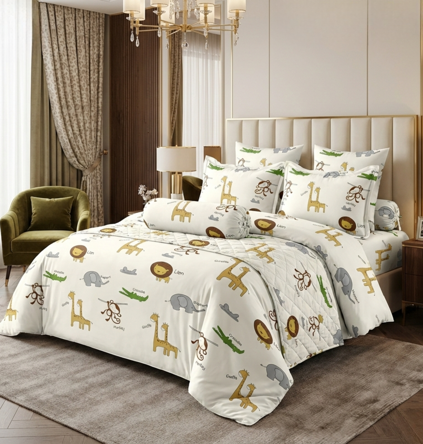 DreamWags Soft Cotton Blend Kids Bedsheet with Pillow Covers β Fun Safari Animal Design