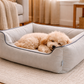 Polyester Rectangular  Medium Dog Bed-Grey