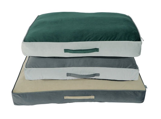 Polyester Rectangular Beige Dog Bed - Grey