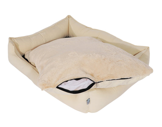 Pets SlumberSoft Cotton Comfort Dog Bed-Beige