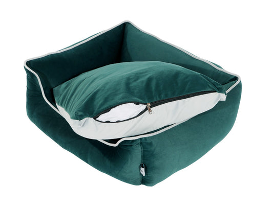 Polyester Rectangular  Medium Dog Bed-Green
