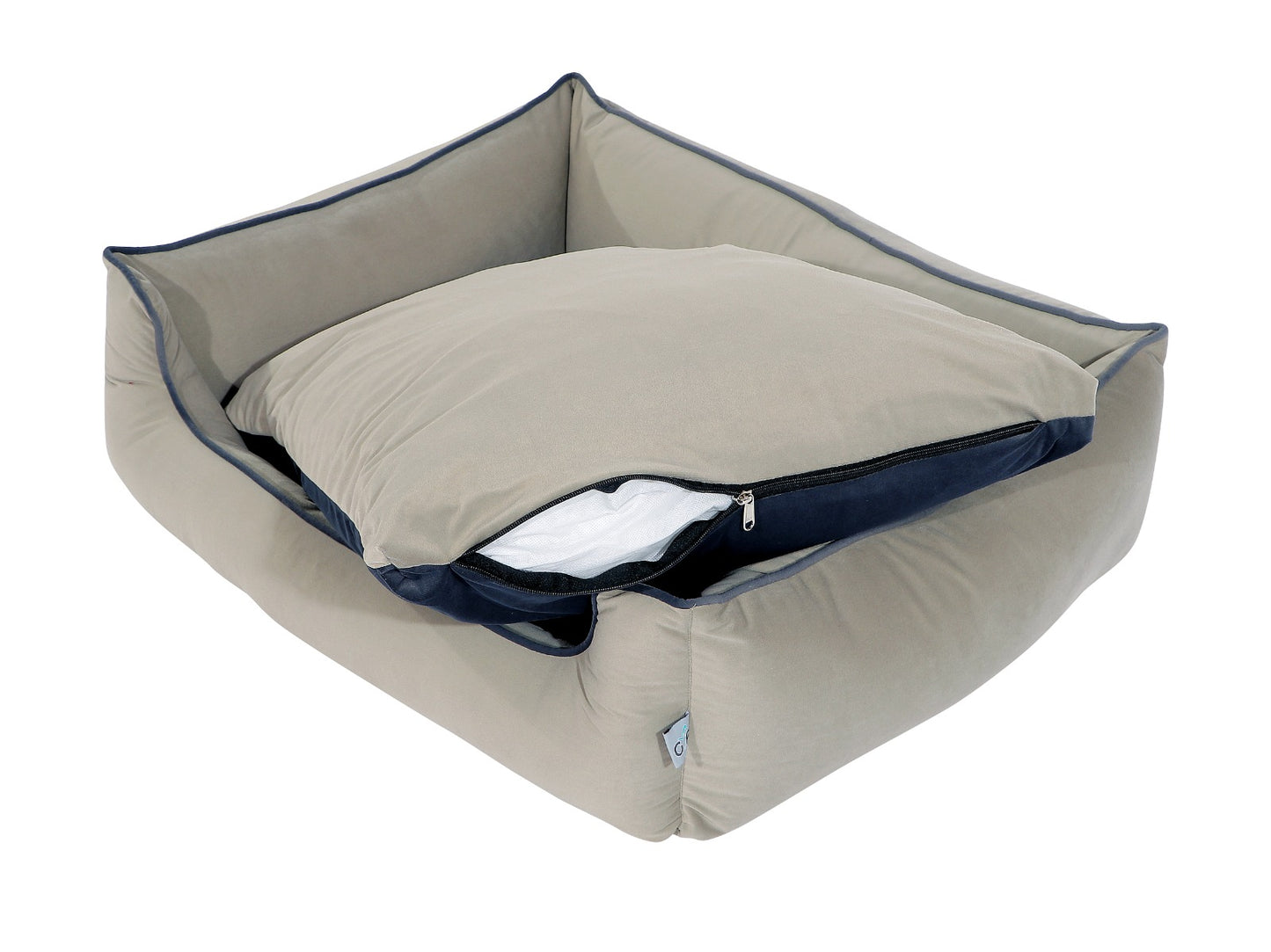 Polyester Rectangular  Medium Dog Bed-Grey