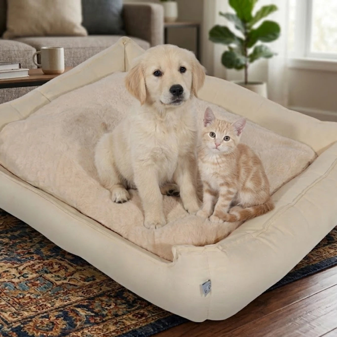 Dream Wags Soft Cotton All-Season Dog Bed (with Fur Side)