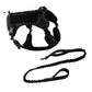 Hank Military Dog Harness & Tactical Bungee Leash (Combo Black)