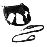 Hank Military Dog Harness & Tactical Bungee Leash (Combo Black)